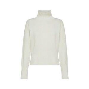 PEUTEREY Relaxed Silhouette White Turtleneck Sweater In Carded Wool